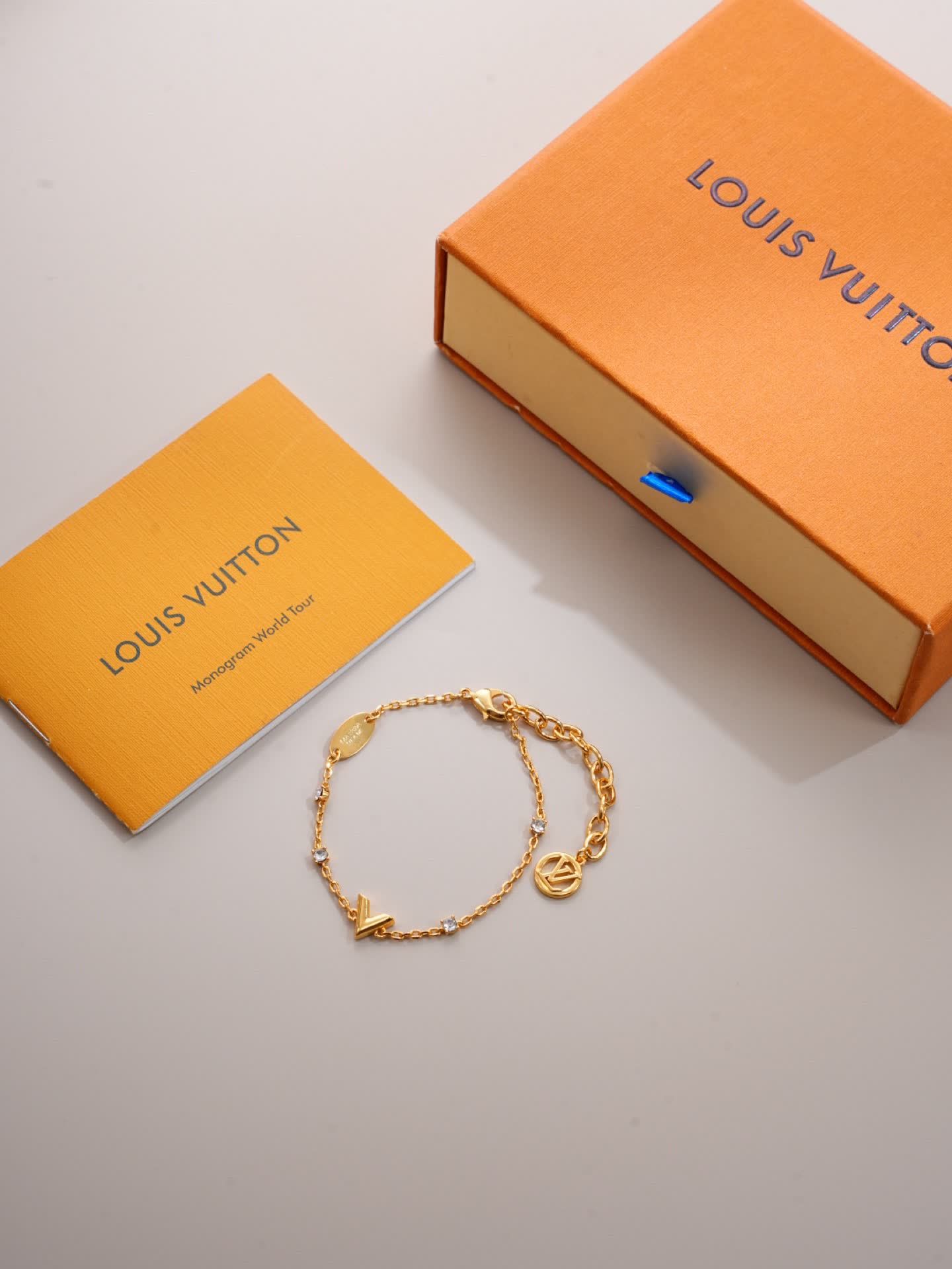 Louis Vuitton Gold Tone Crystal Bracelet